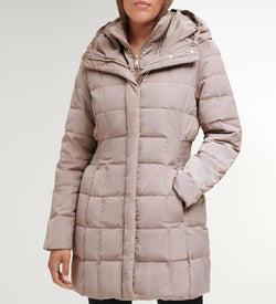 Women's 32" Signature Hooded Taffeta Down Coat-Cashew