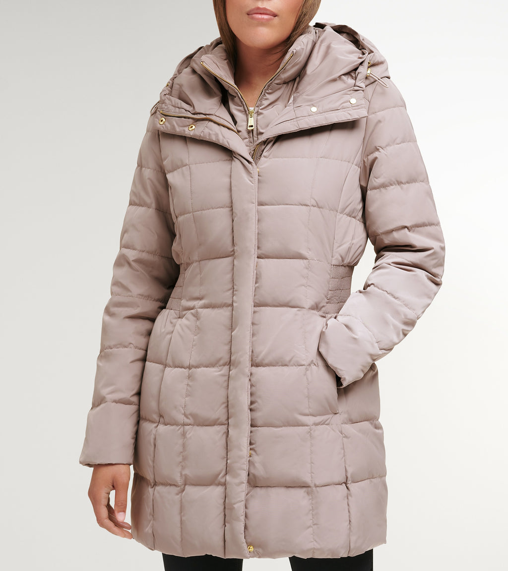 Women's 32" Signature Hooded Taffeta Down Coat-Cashew