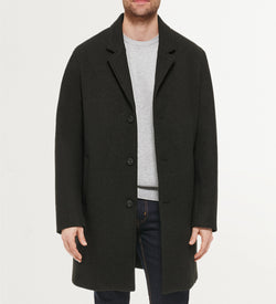 Men's Stretch Wool Top Coat-Black