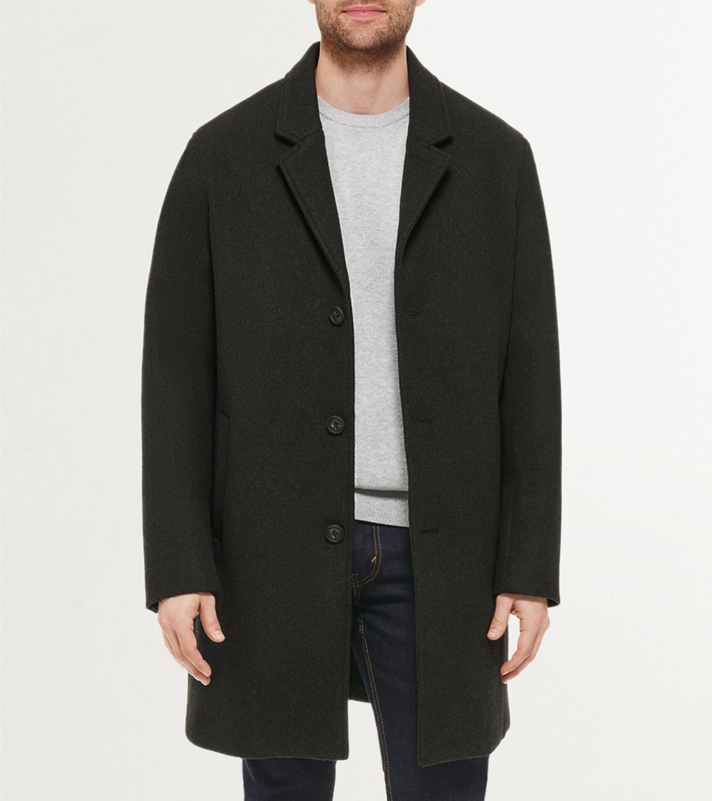 Men's Stretch Wool Top Coat-Black
