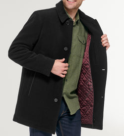Men's Wool-Blend Car Coat-Black