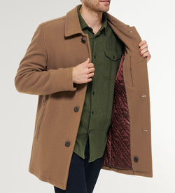 Men's Wool-Blend Car Coat-Camel