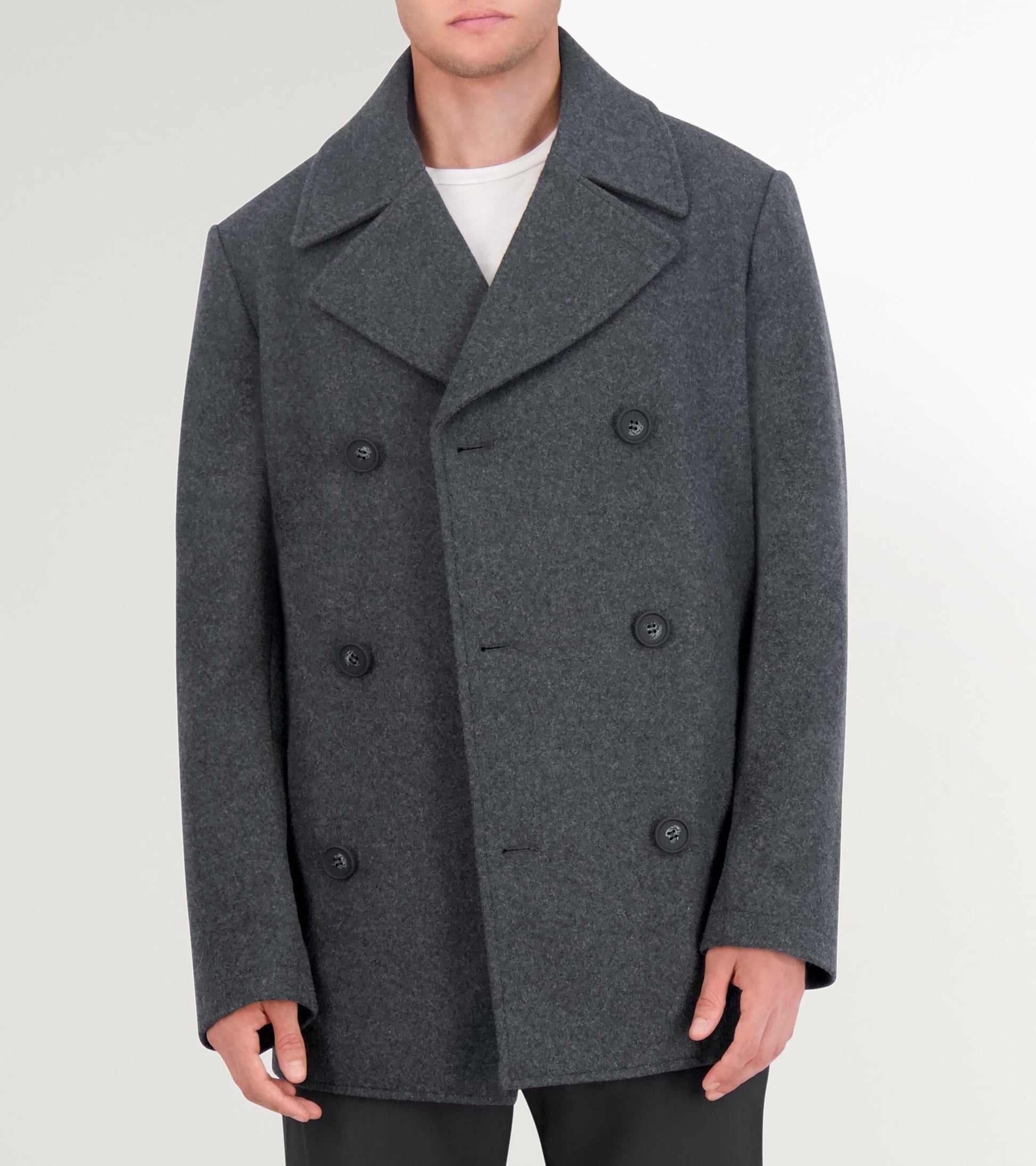 Men's Wool Peacoat-Charcoal