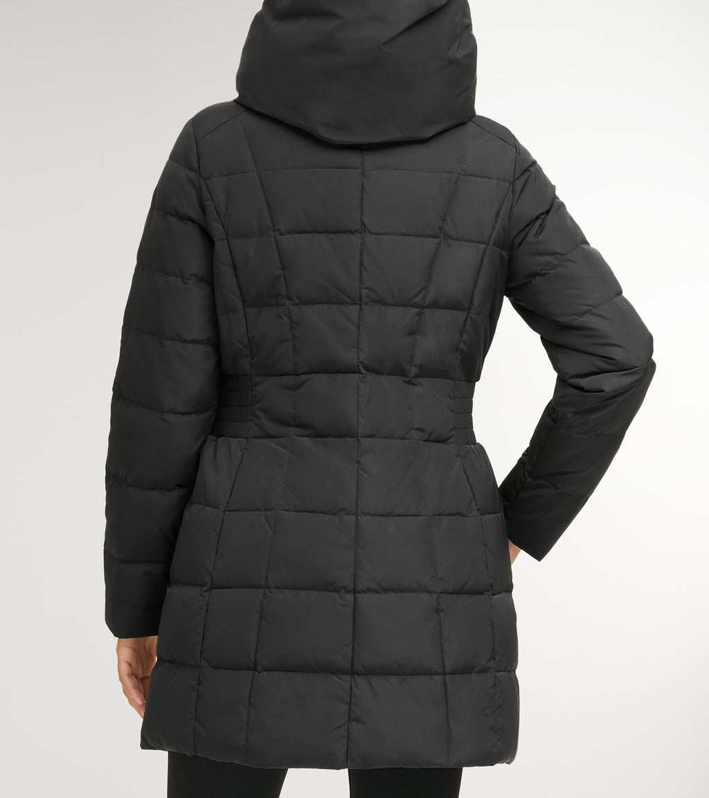 Women's 32" Signature Hooded Taffeta Down Coat-Black