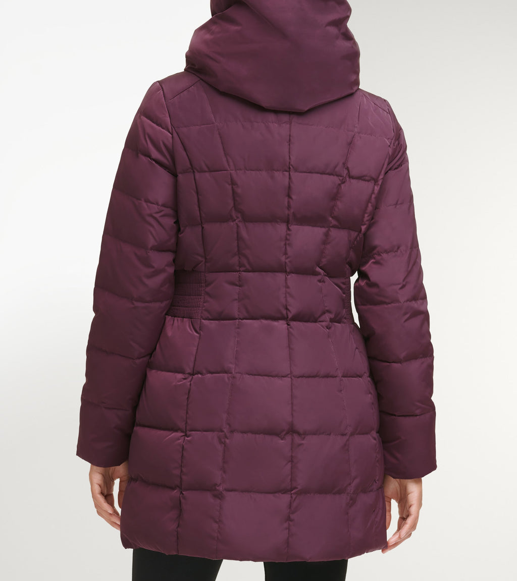 Women's 32" Signature Hooded Taffeta Down Coat-Merlot