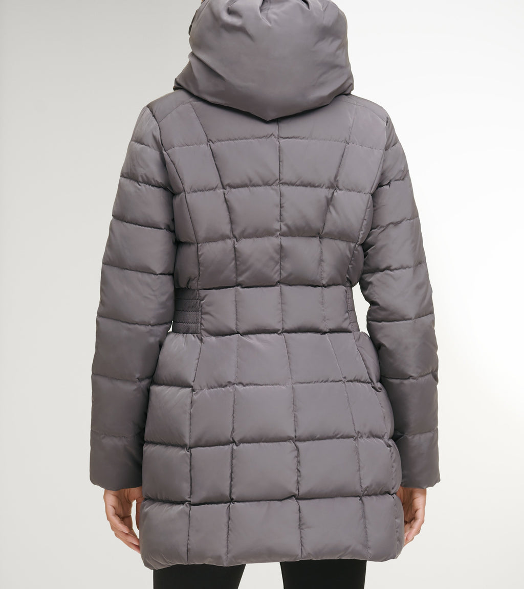 Women's 32" Signature Hooded Taffeta Down Coat-Carbon