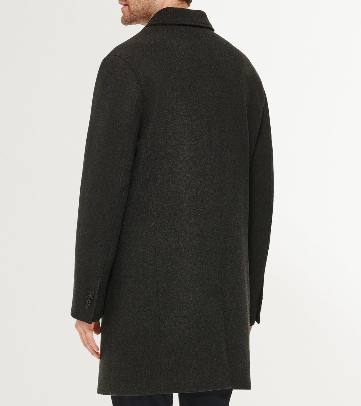 Men's Stretch Wool Top Coat-Black