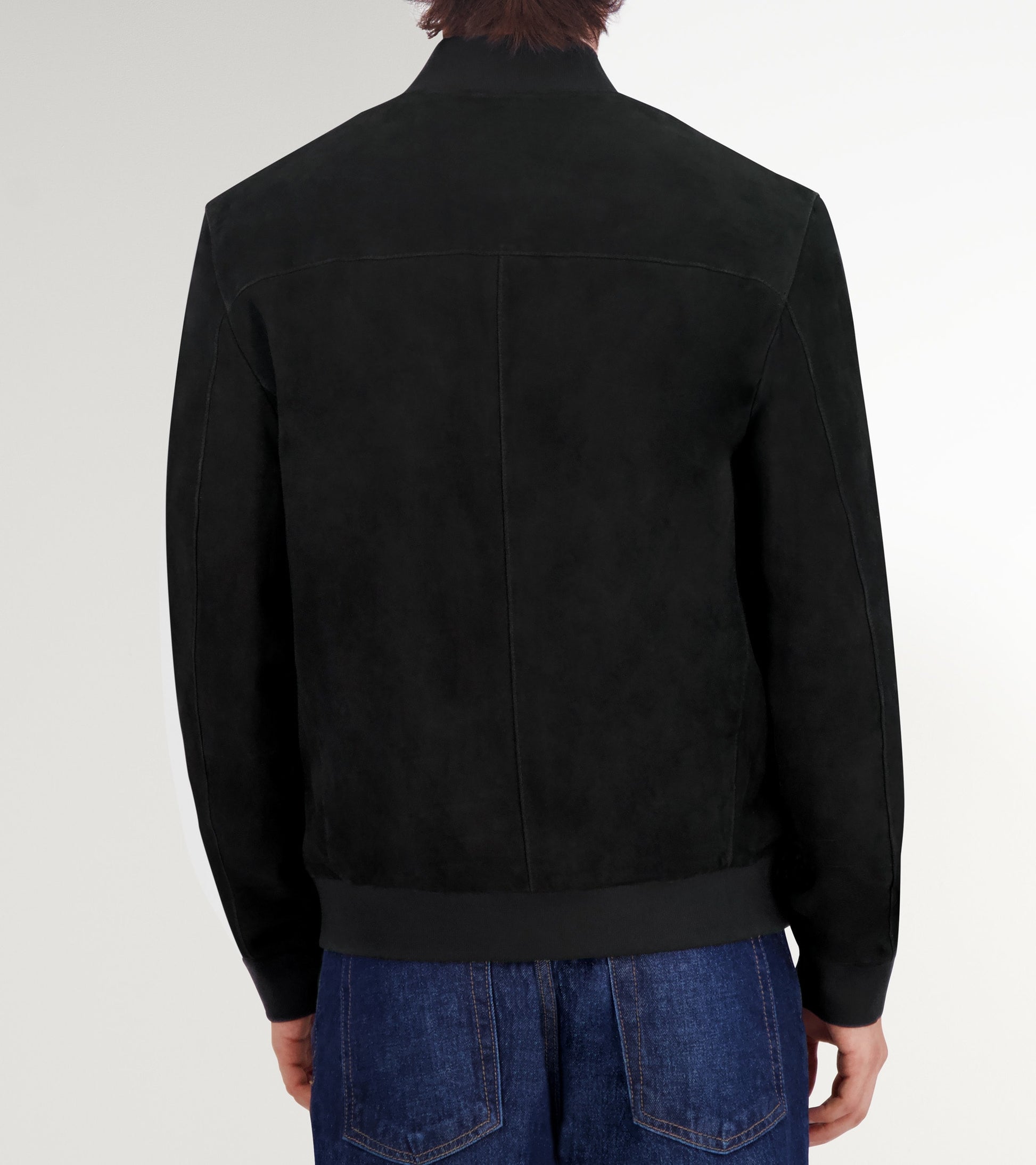 Men's Zip-up Suede Jacket-Black