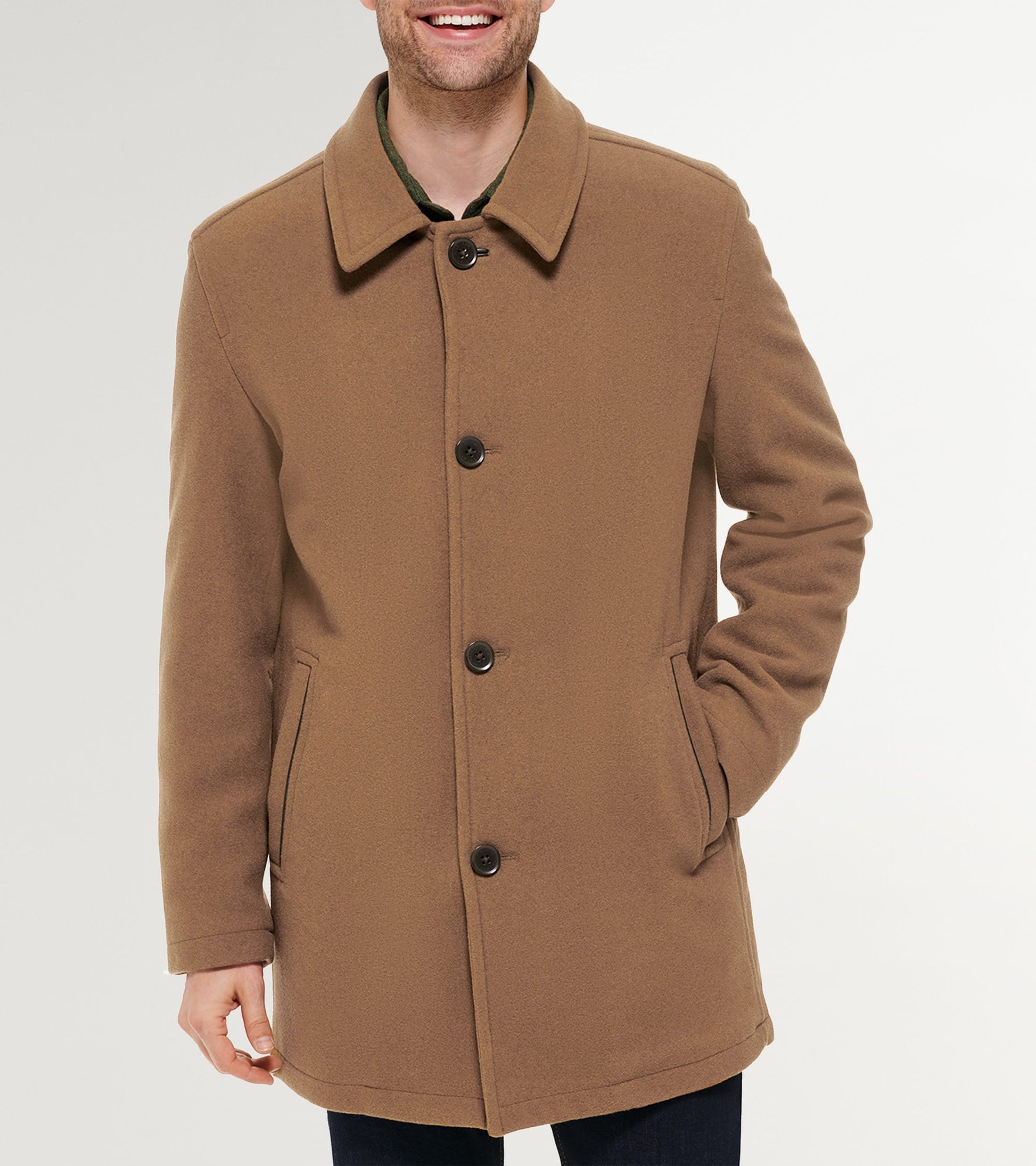 Men's Wool-Blend Car Coat-Camel