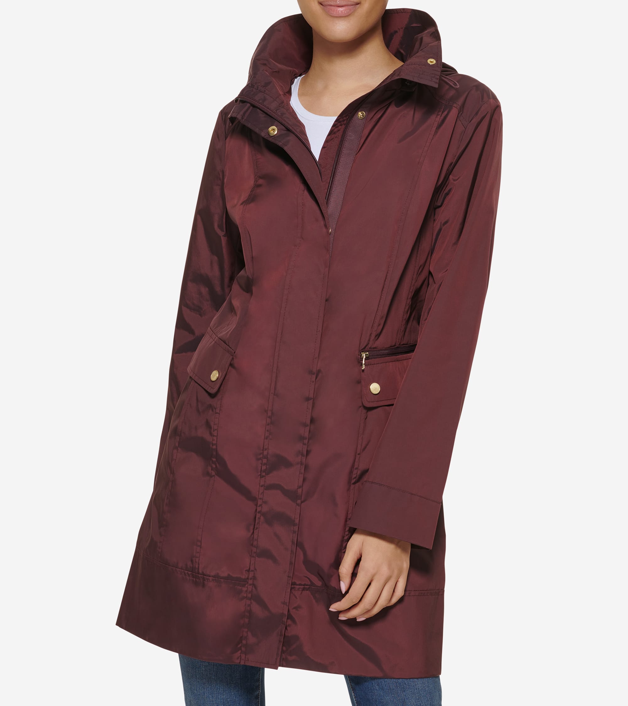 Women's Signature Packable Hooded Rain Jacket in Red, purple