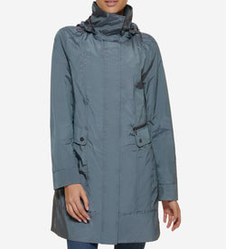 Women's Signature Packable Hooded Rain Jacket-Gunmetal