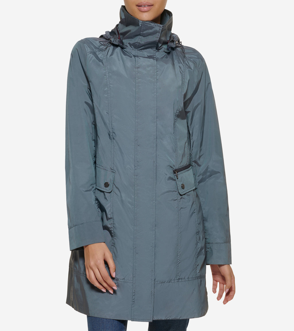 Women's Signature Packable Hooded Rain Jacket-Gunmetal