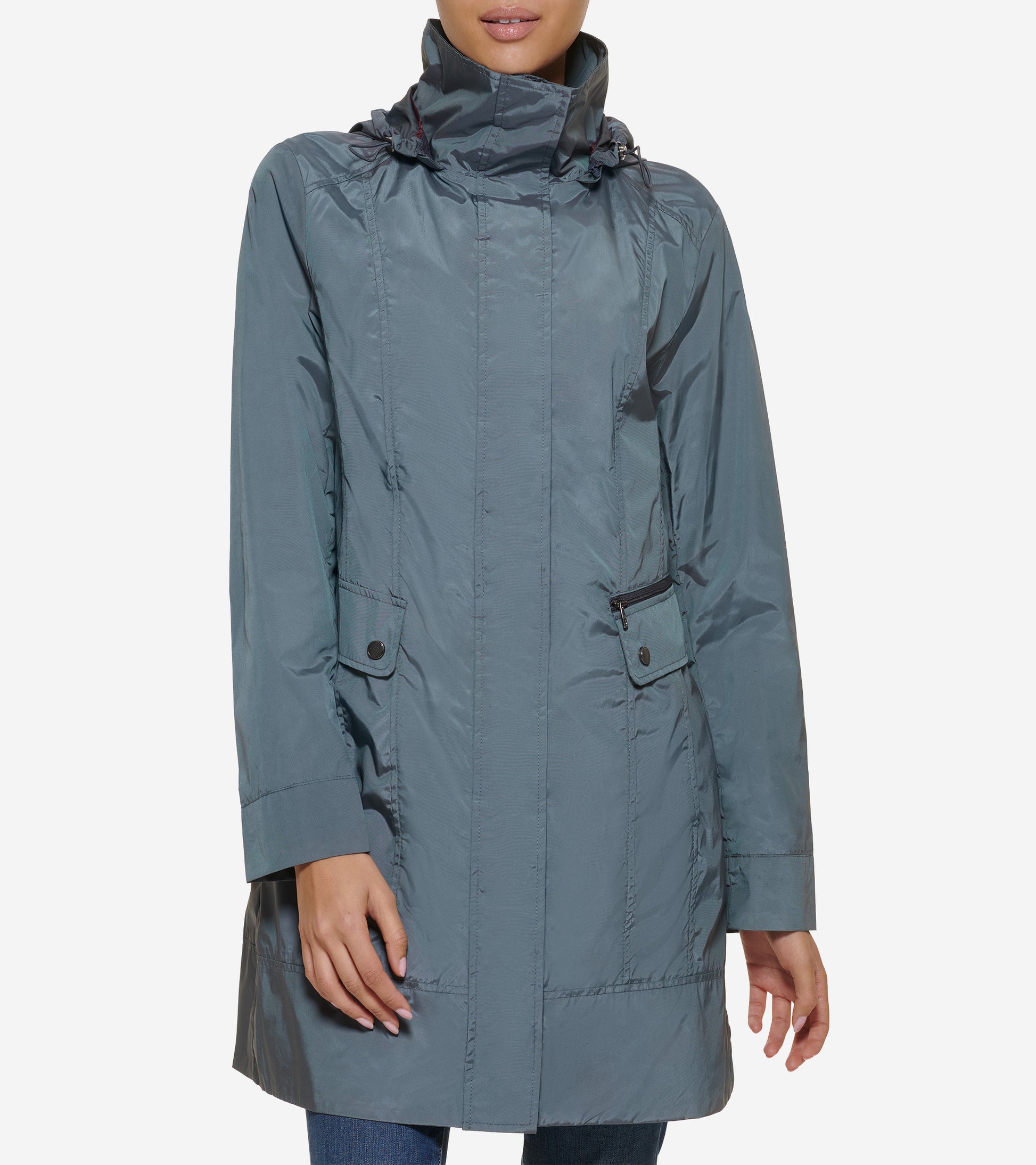 Women's Signature Packable Hooded Rain Jacket-Gunmetal
