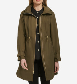 Women's Packable Rain Jacket-Olive