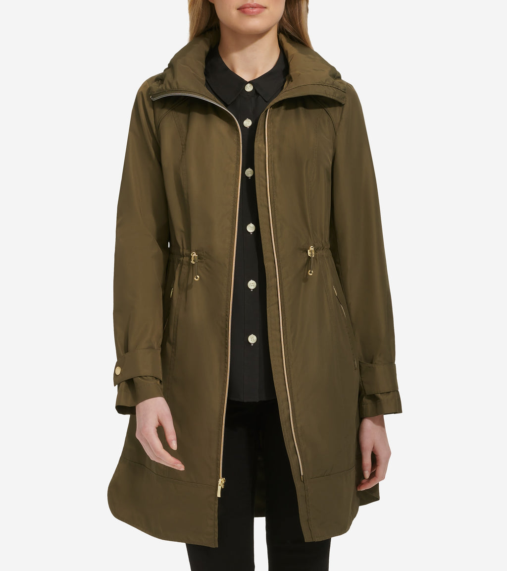 Women's Packable Rain Jacket-Olive