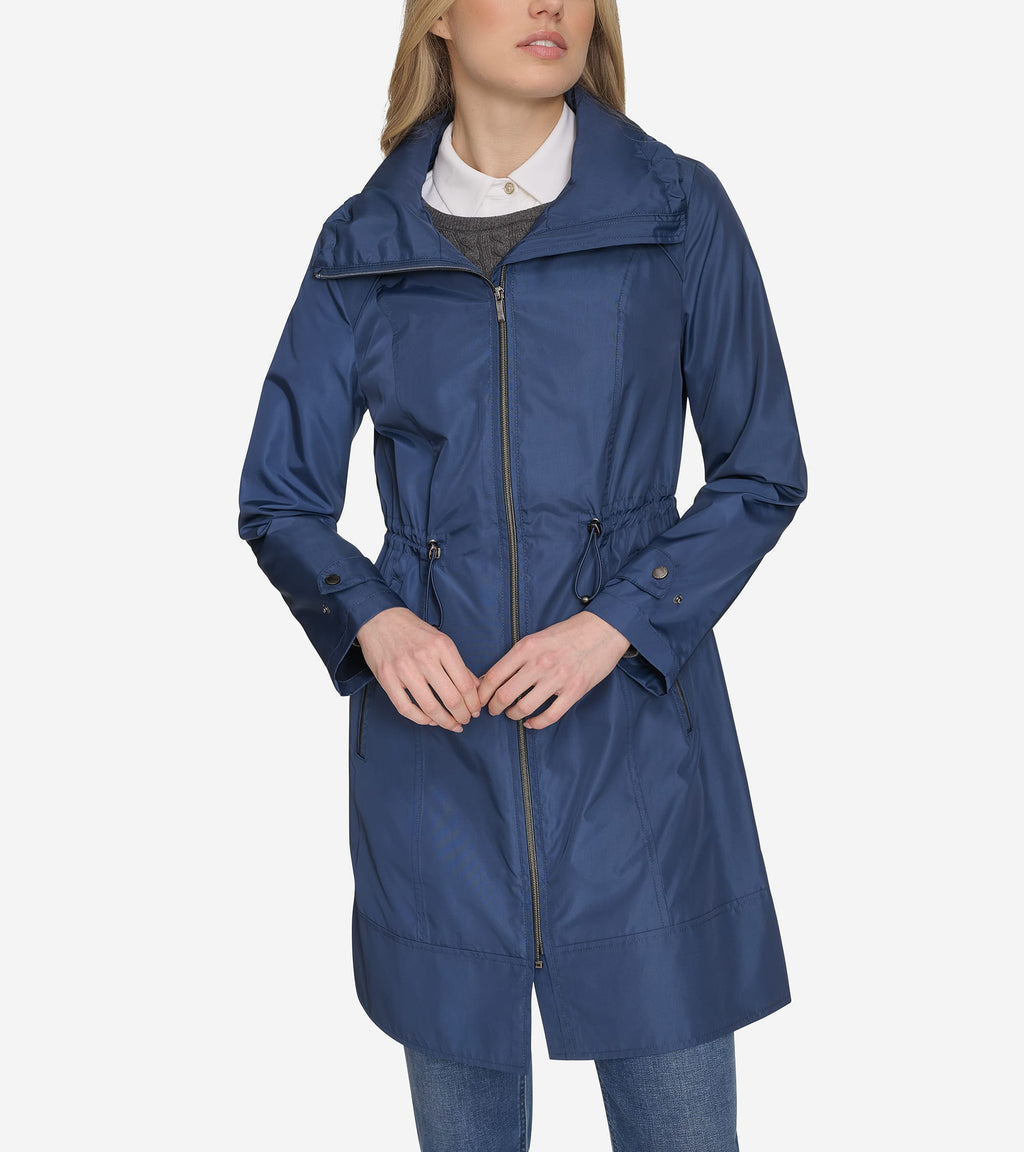 Women's Packable Rain Jacket-Coastal Blue