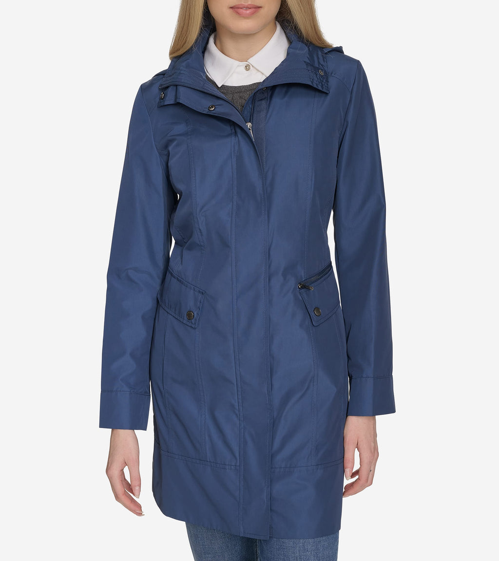 Women's Signature Packable Hooded Rain Jacket-Coastal Blue
