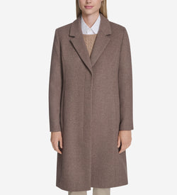 Women's Knotch Lapel Wool Coat-Portobello