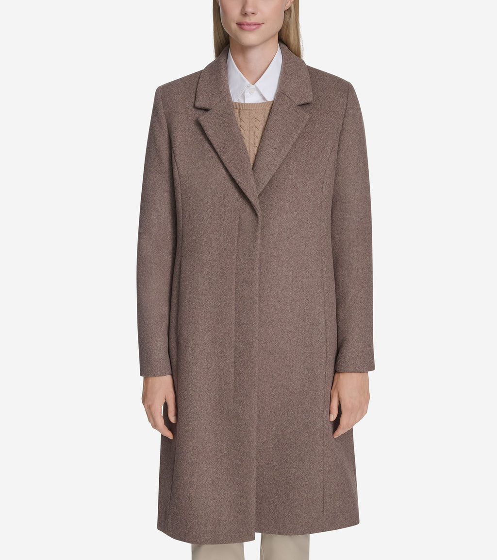 Women's Knotch Lapel Wool Coat-Portobello