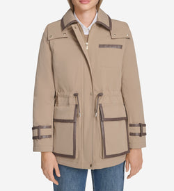 Women's Insulated Twill Rain Parka-Sand