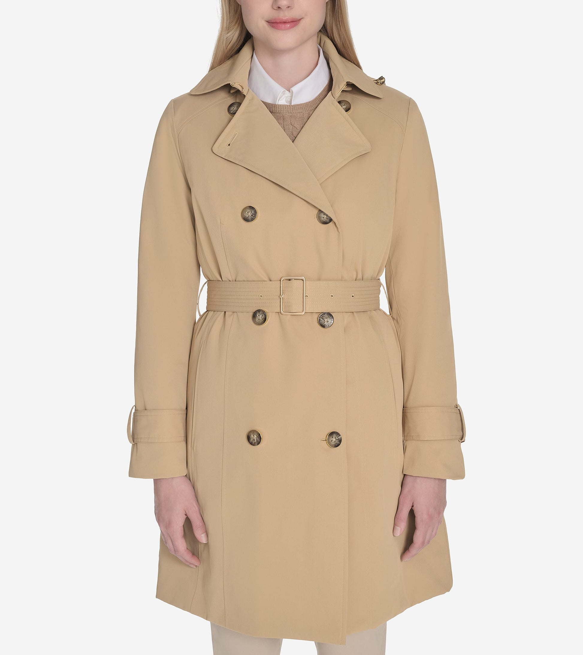 Women's Insulated Twill Trench Coat-Sand