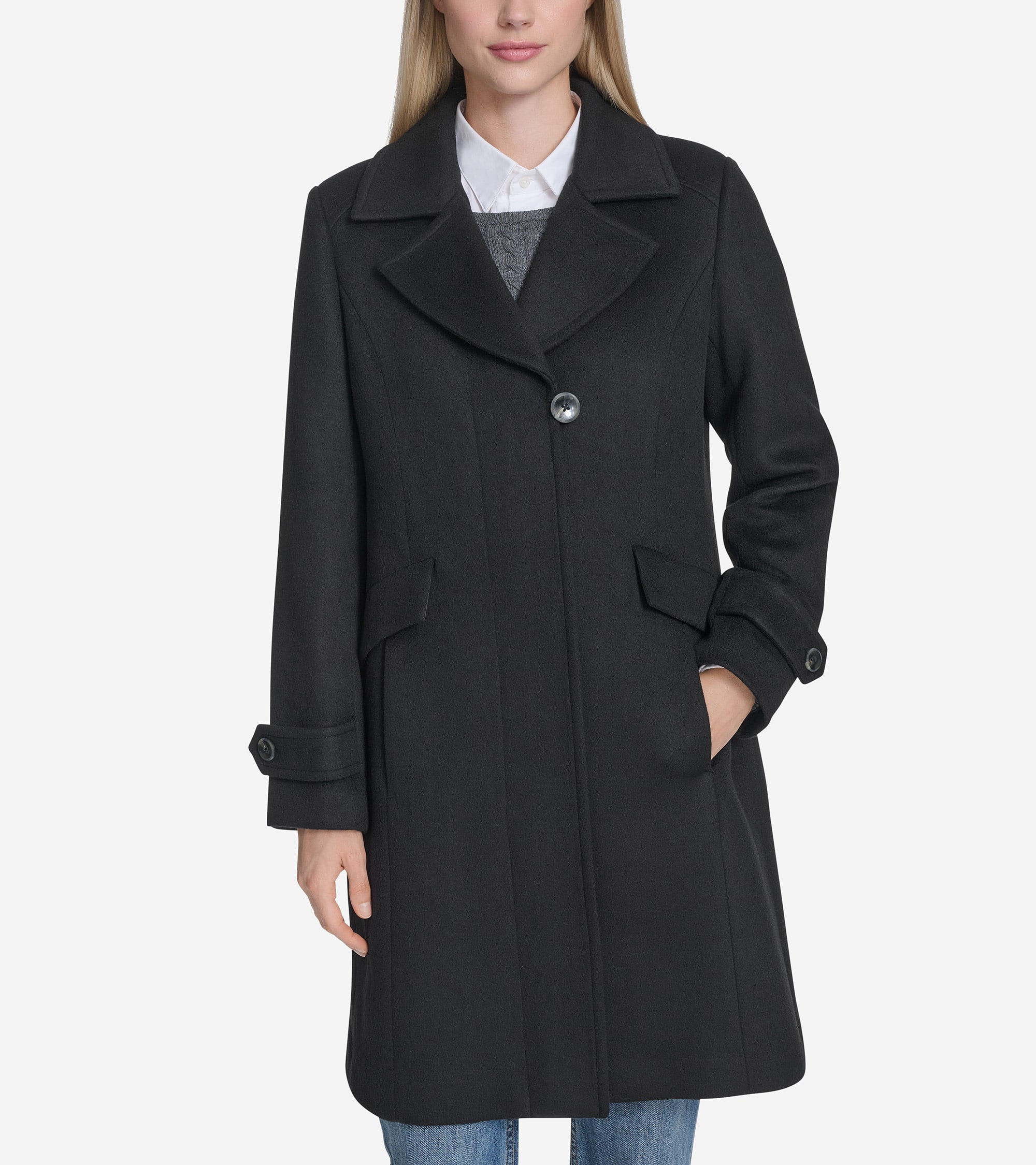 Women's Wool Pleated Coat in Black | Cole Haan