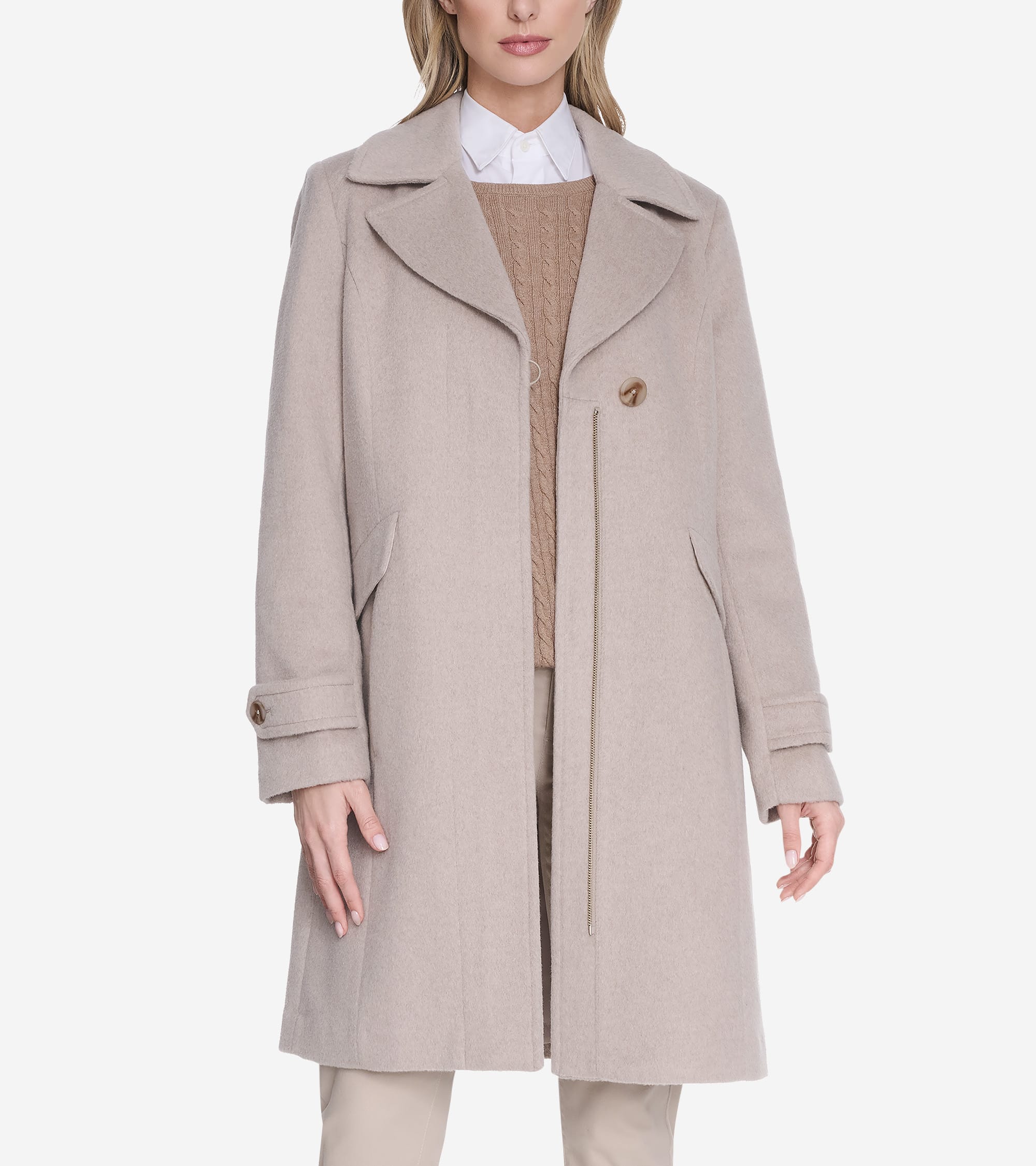 Women's Wool Pleated Coat in Beige | Cole Haan