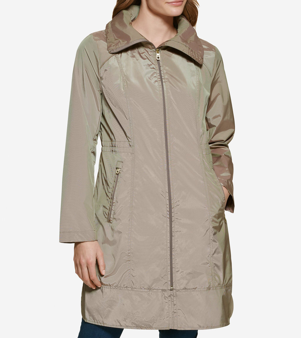 Women's Packable Travel Rain Jacket-Champagne