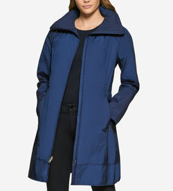 Women's Packable Travel Rain Jacket-Indigo