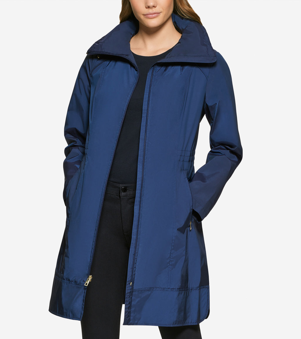 Women's Packable Travel Rain Jacket-Indigo