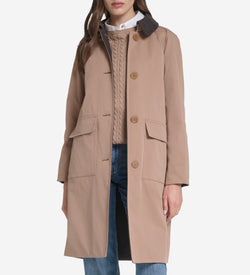 Women's Reversible Mac Rain Coat-Khaki