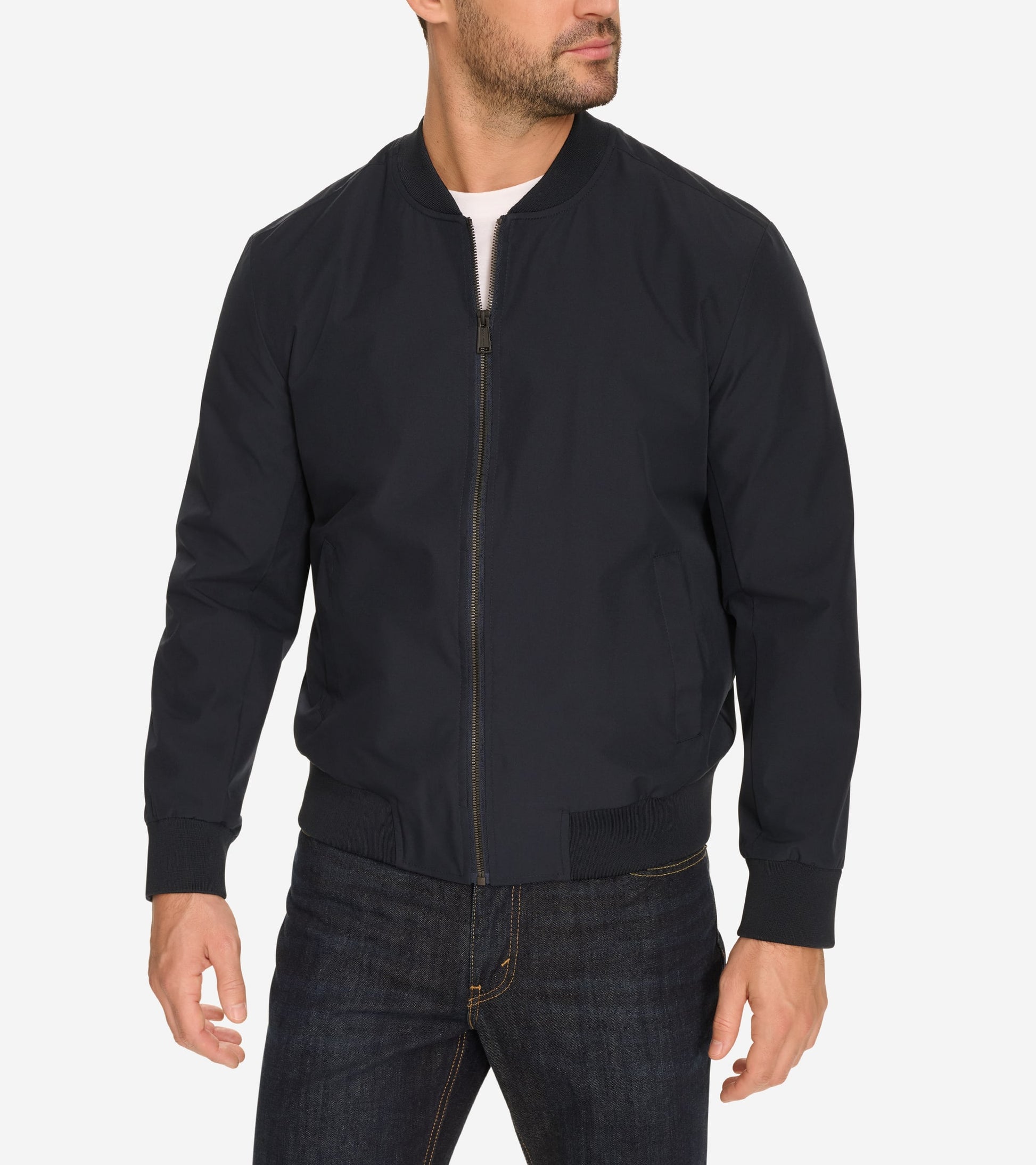 Men's Nylon Bomber Jacket-Ink