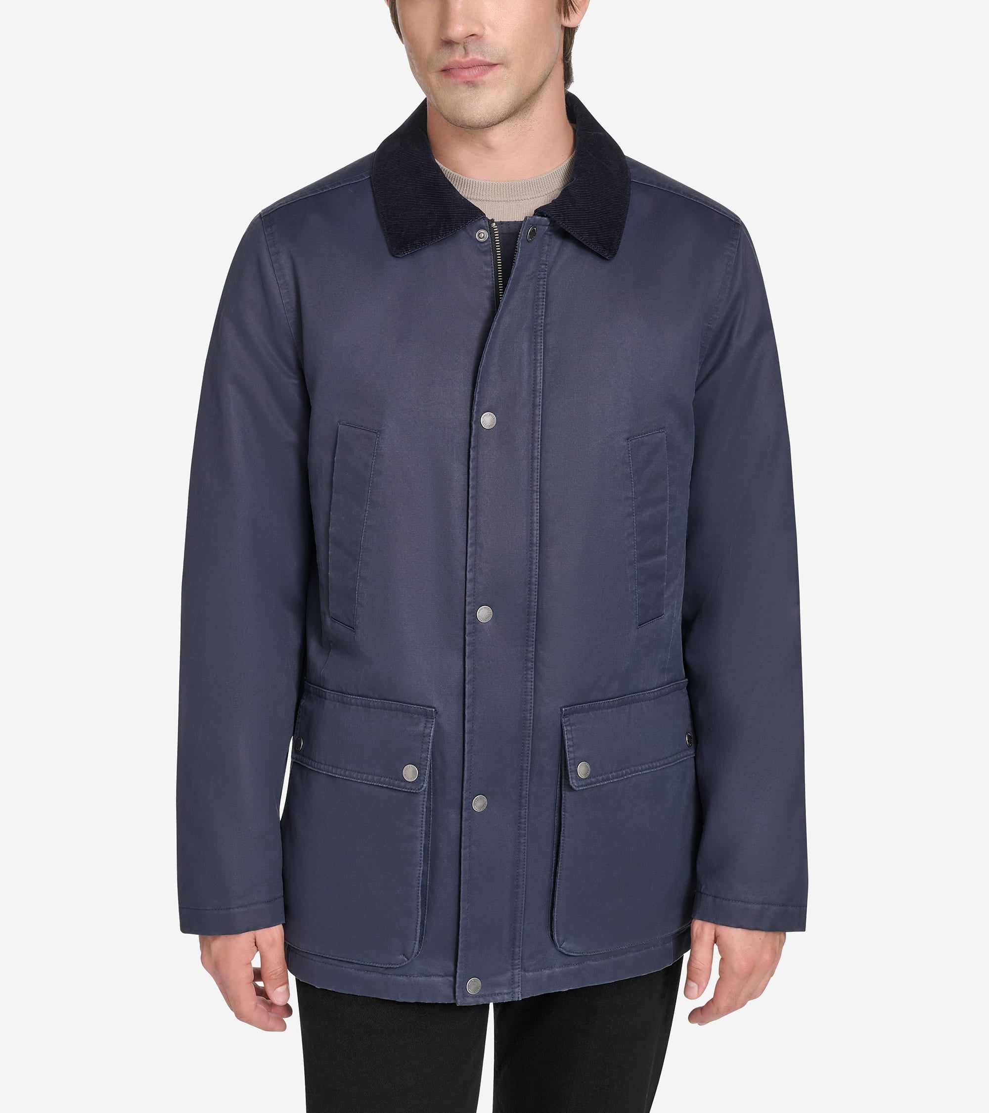 Men's Coated Cotton Rain Jacket in Blue | Cole Haan