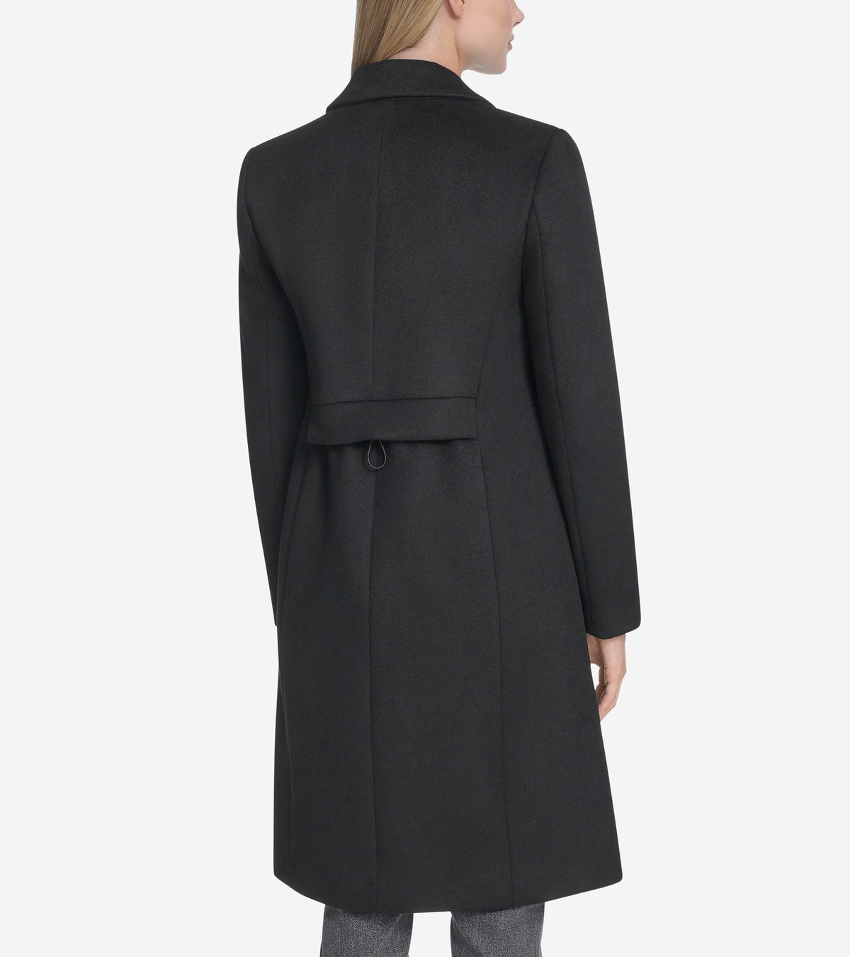 Women's Knotch Lapel Wool Coat-Black