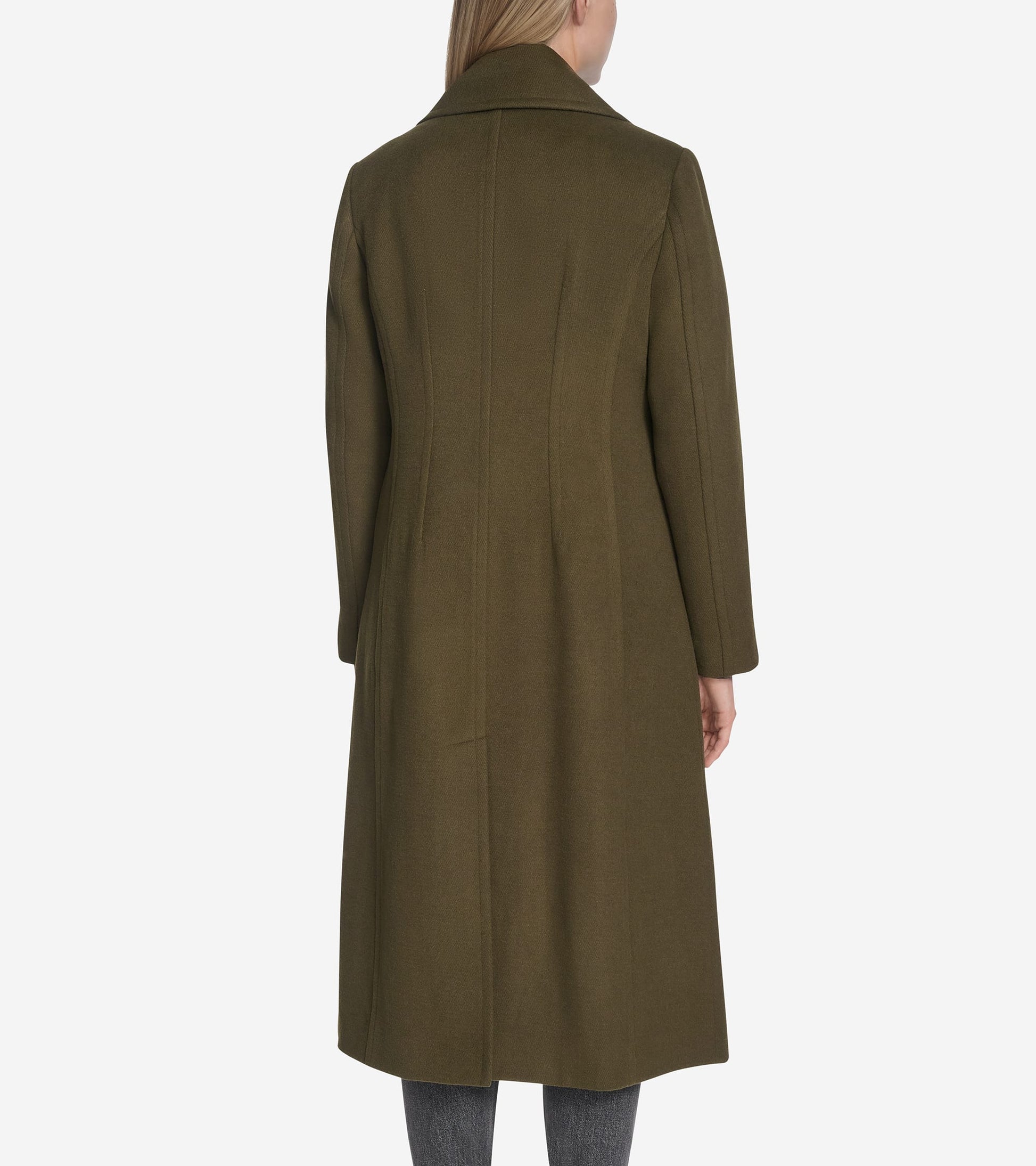 Women's Serge Twill Wool Coat-Green