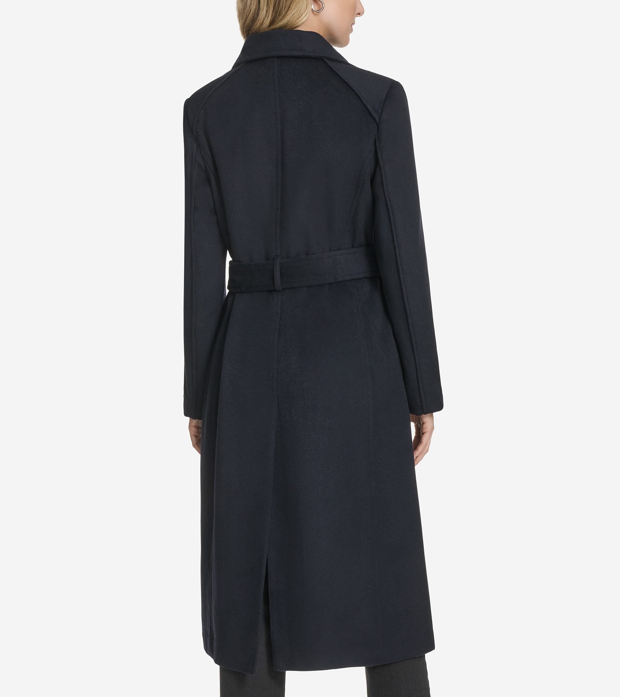 Women's Slick Wool Belted Coat in Blue | Cole Haan