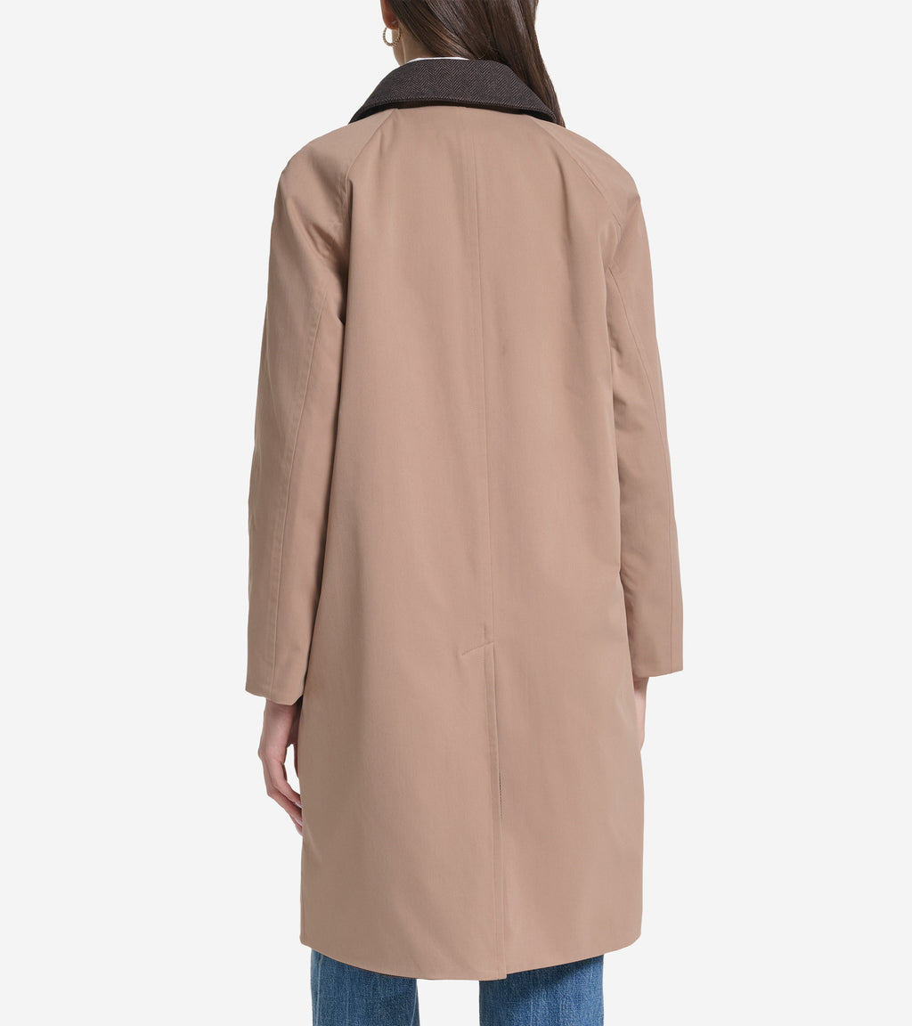 Women's Reversible Mac Rain Coat-Khaki