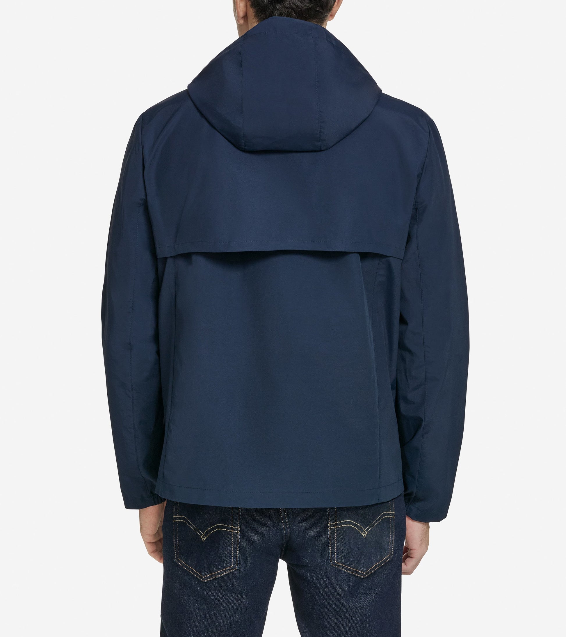 Men's Packable Running Rain Jacket-Navy