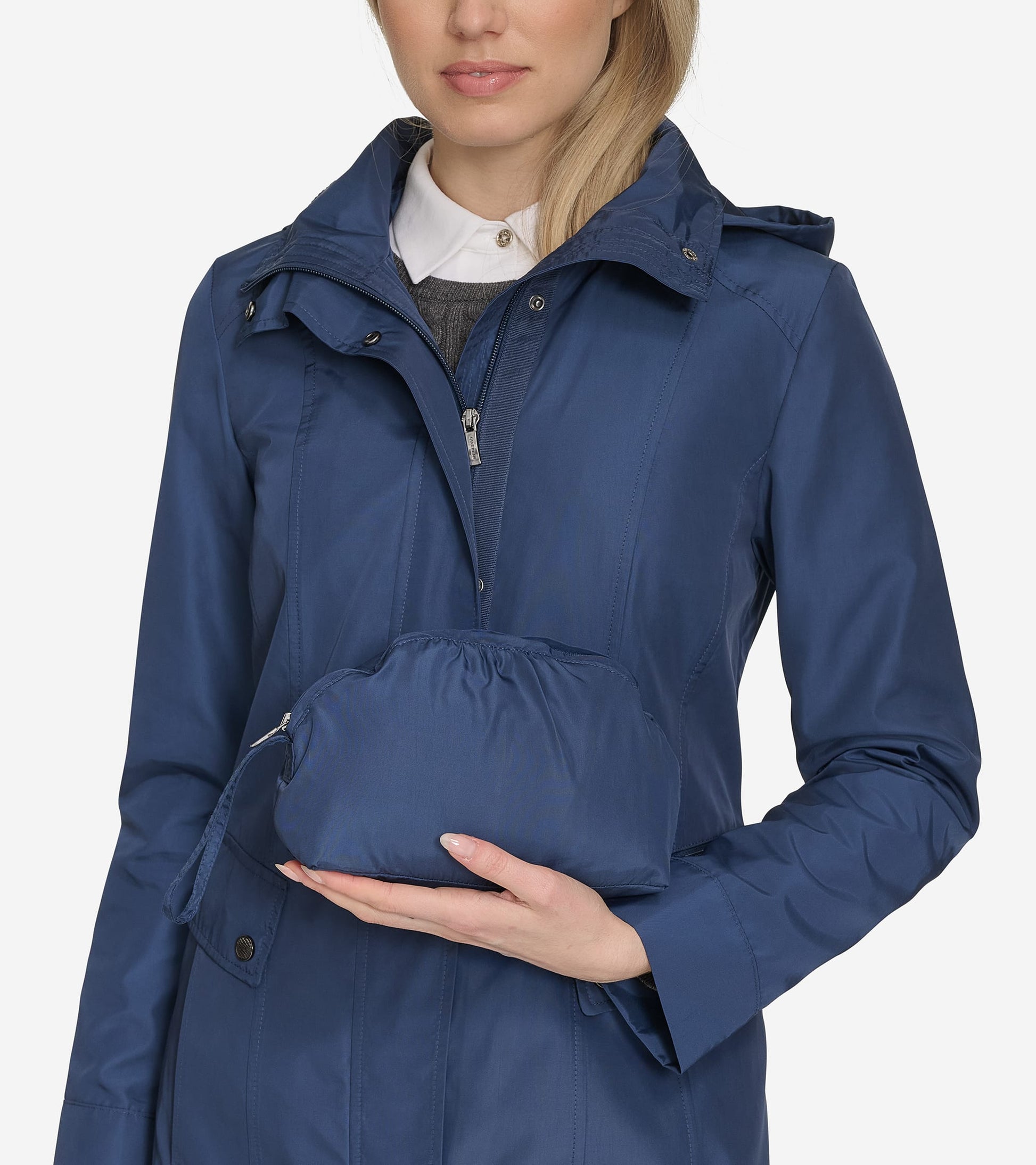 Women's Signature Packable Hooded Rain Jacket-Coastal Blue
