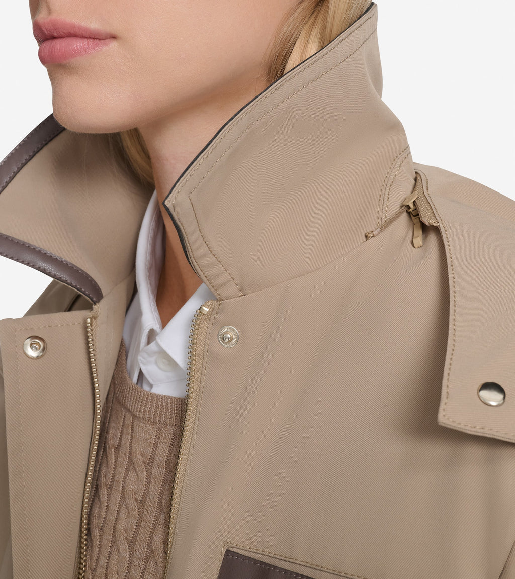 Women's Insulated Twill Rain Parka-Sand