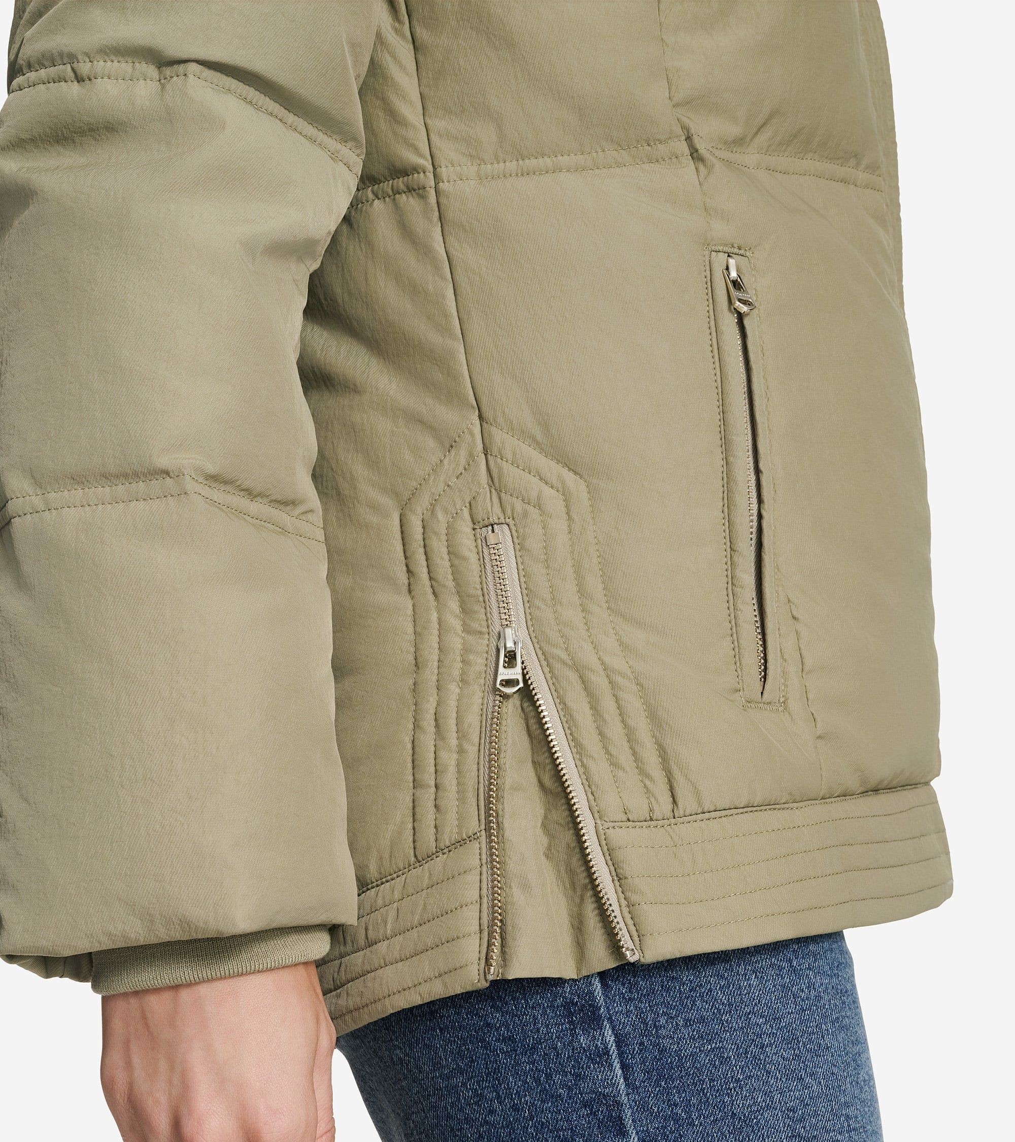 Women's Twill Nylon Down Jacket with Trapunto Stitch Details in