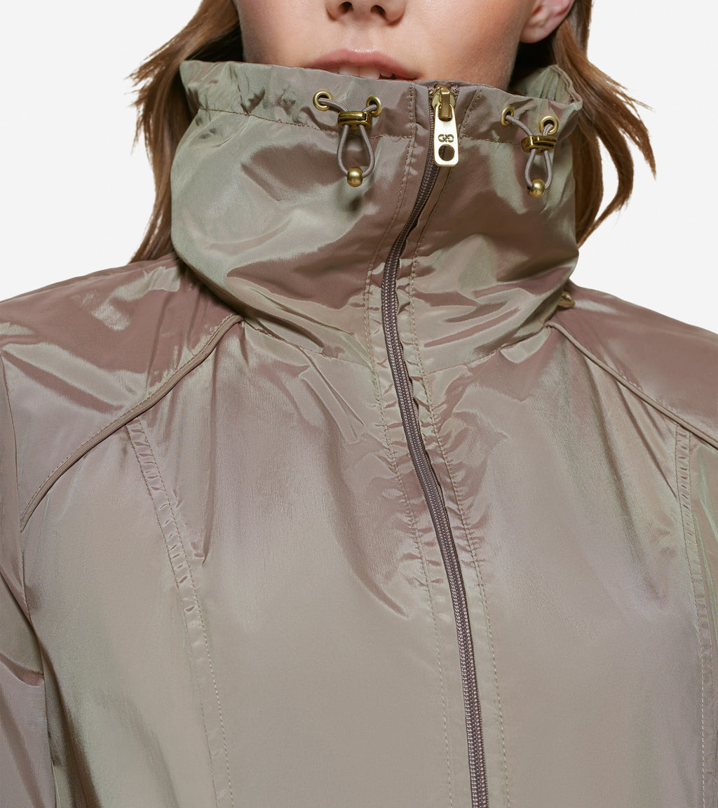 Women's Packable Travel Rain Jacket-Champagne