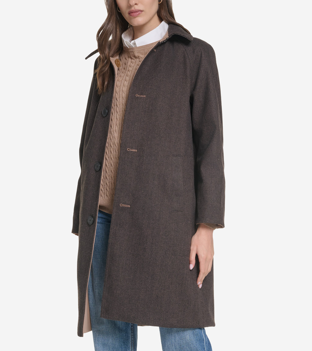 Women's Reversible Mac Rain Coat-Khaki