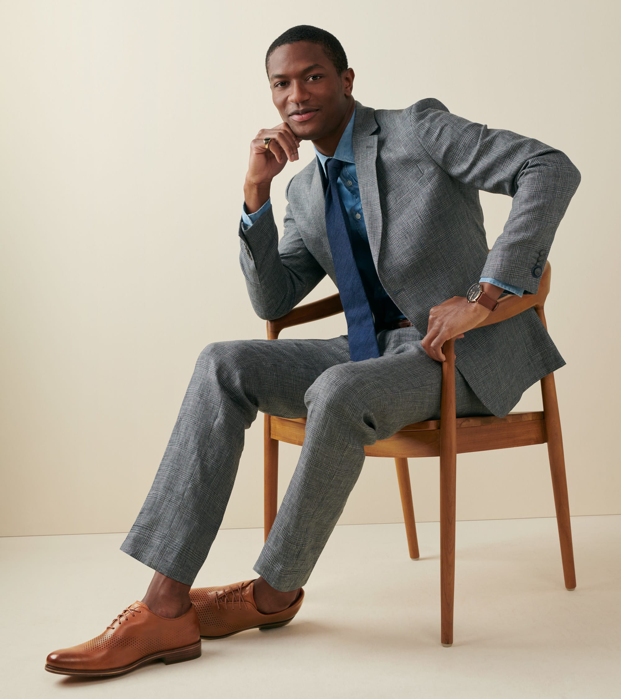 Men's Washington Grand Laser Wingtip Oxfords in Brown | Cole Haan