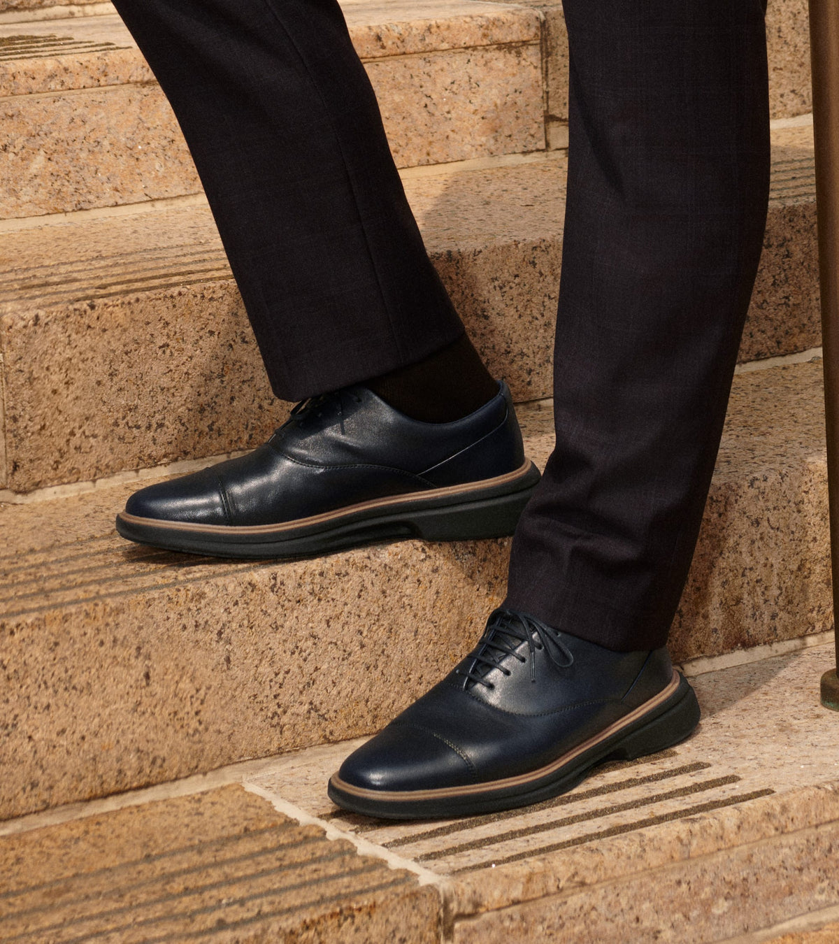 Cole Haan Dark Blue Derby Shoes with Tan Sole Men main image 3