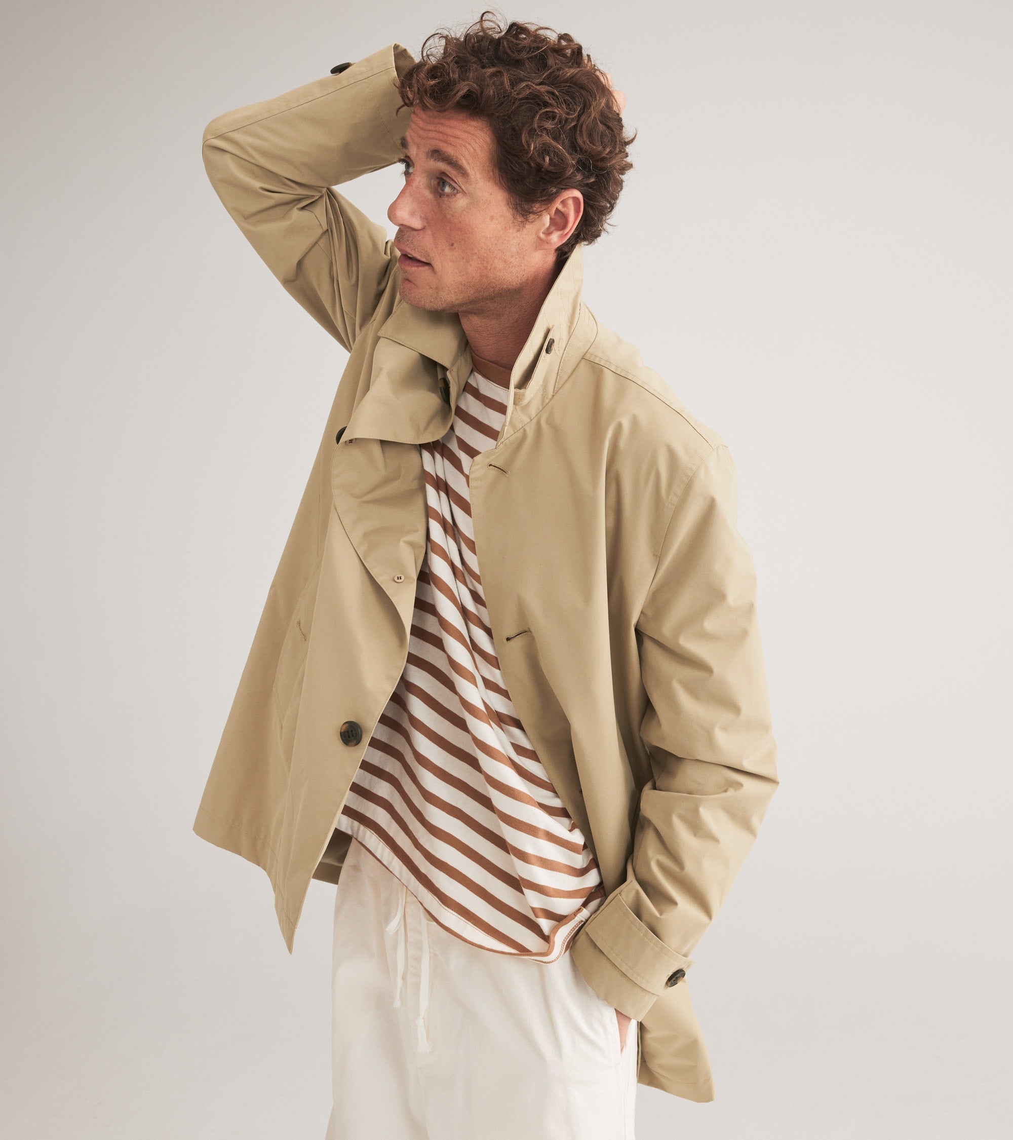 Men's Stand Collar Rain Jacket in Beige | Cole Haan