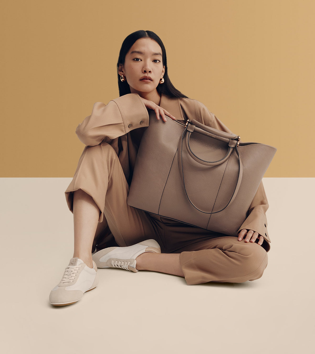 Catherine Tote Bag in Beige | Cole Haan display picture 3