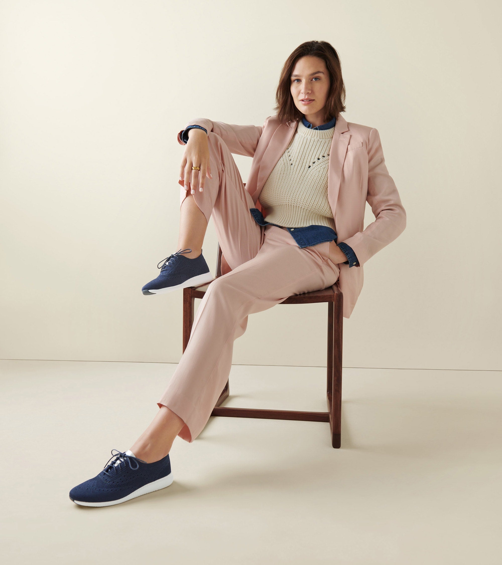 Women's 2.ZERØGRAND Stitchlite™ Wingtip Oxfords in Blue | Cole Haan