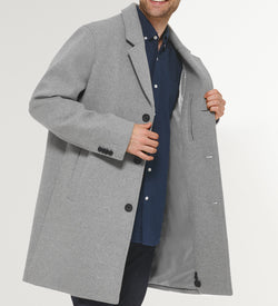 Men's Stretch Wool Top Coat-Light Grey