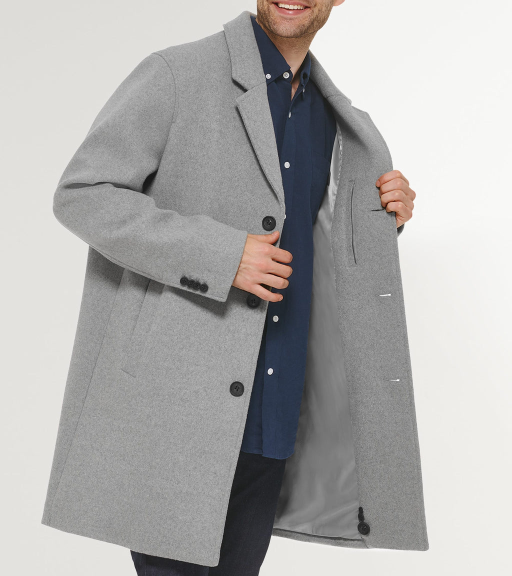 Men's Stretch Wool Top Coat-Light Grey